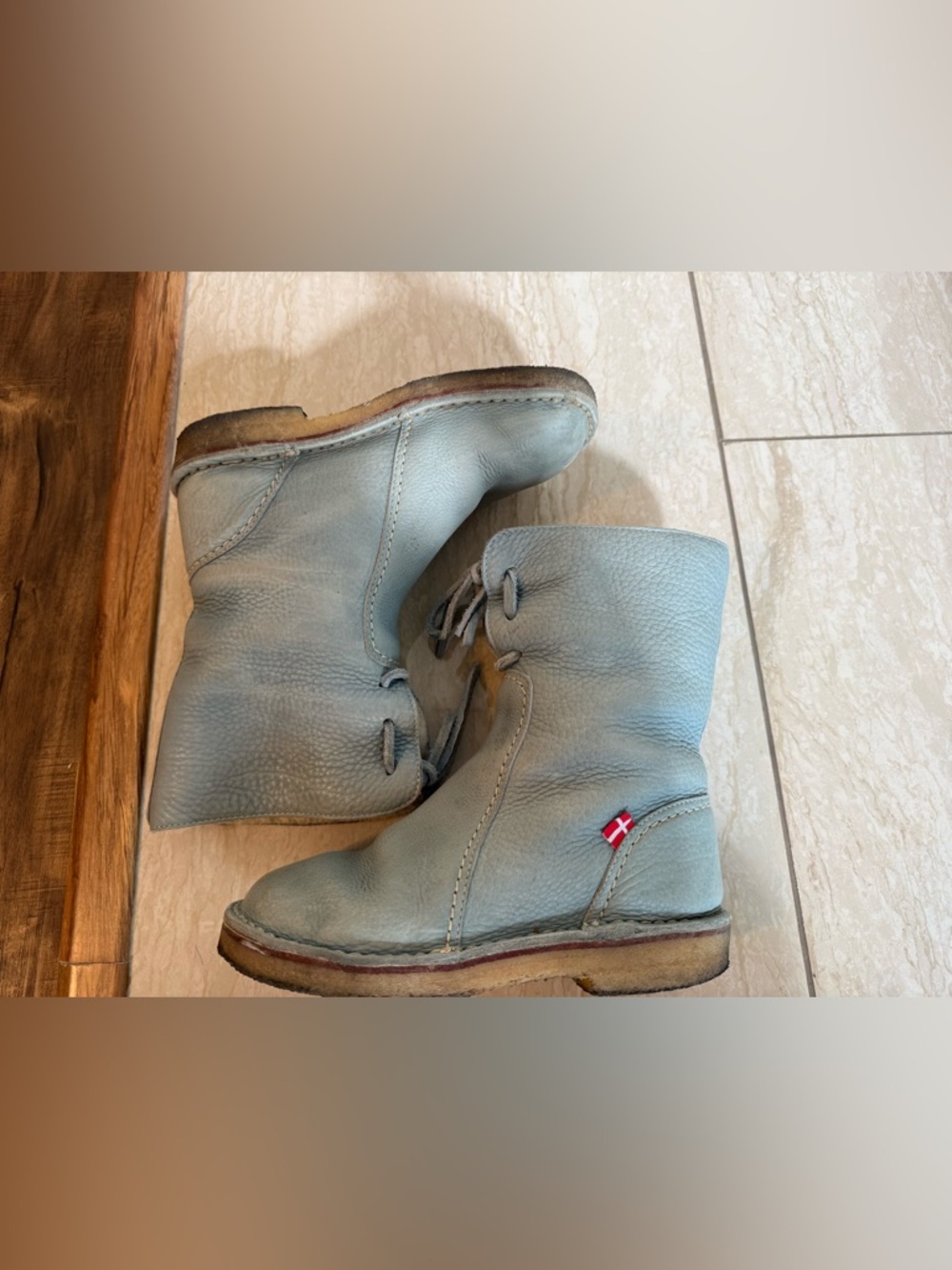 Duckfeet Light Blue Leather Shearling Lined Argus Boots - 37 - Picture 5 of 8